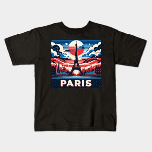 Paris Travel Retro Poster Kids T-Shirt